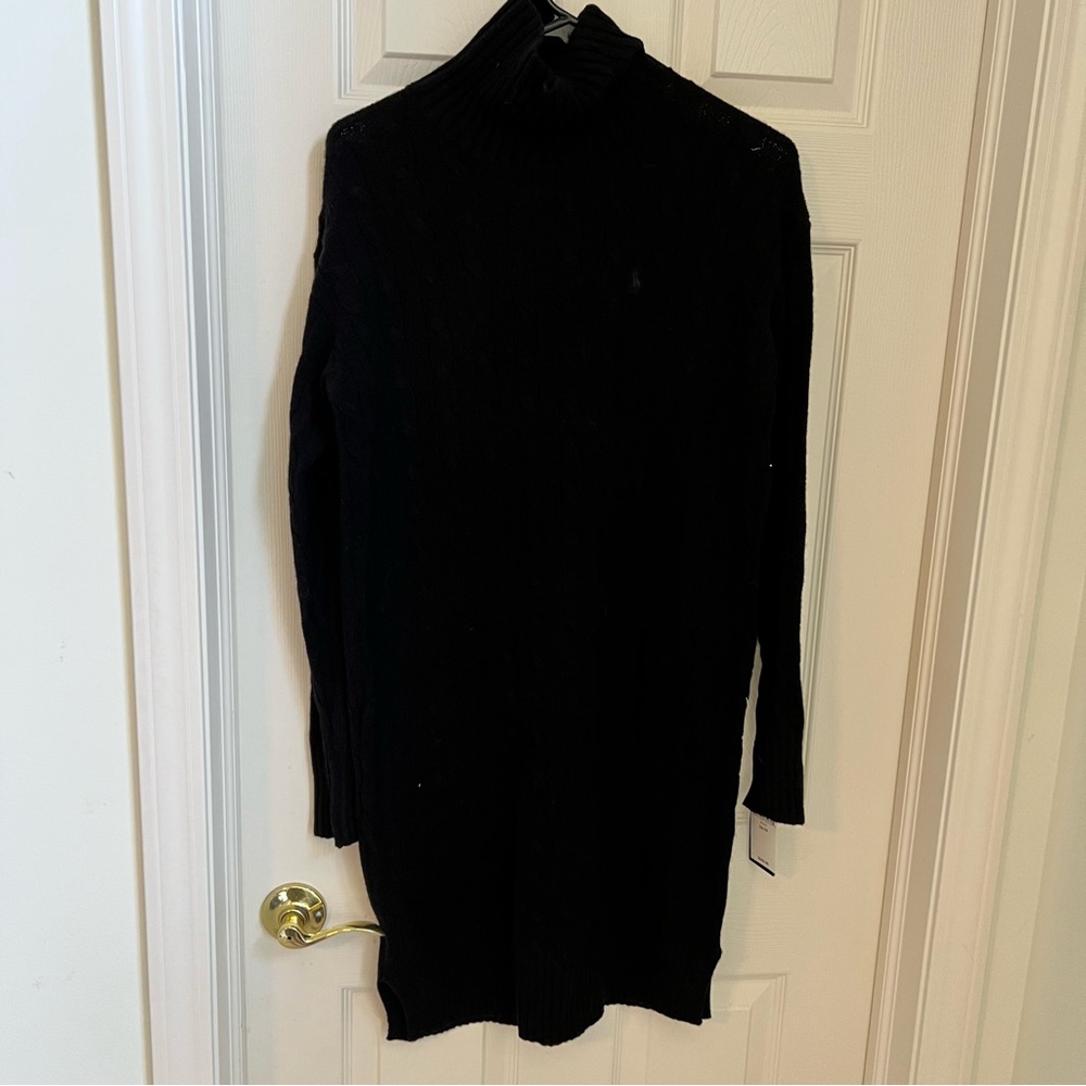 Ralph Lauren mock neck sweater dress black size extra small XS  NWT